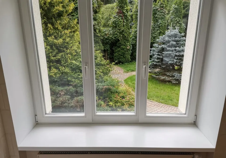 Deep white solid surface window sill