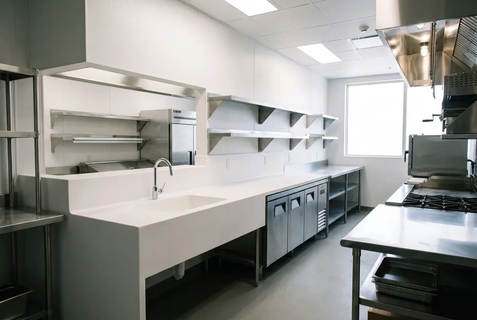 3D visualisation: commercial kitchen worktop with integrated sink