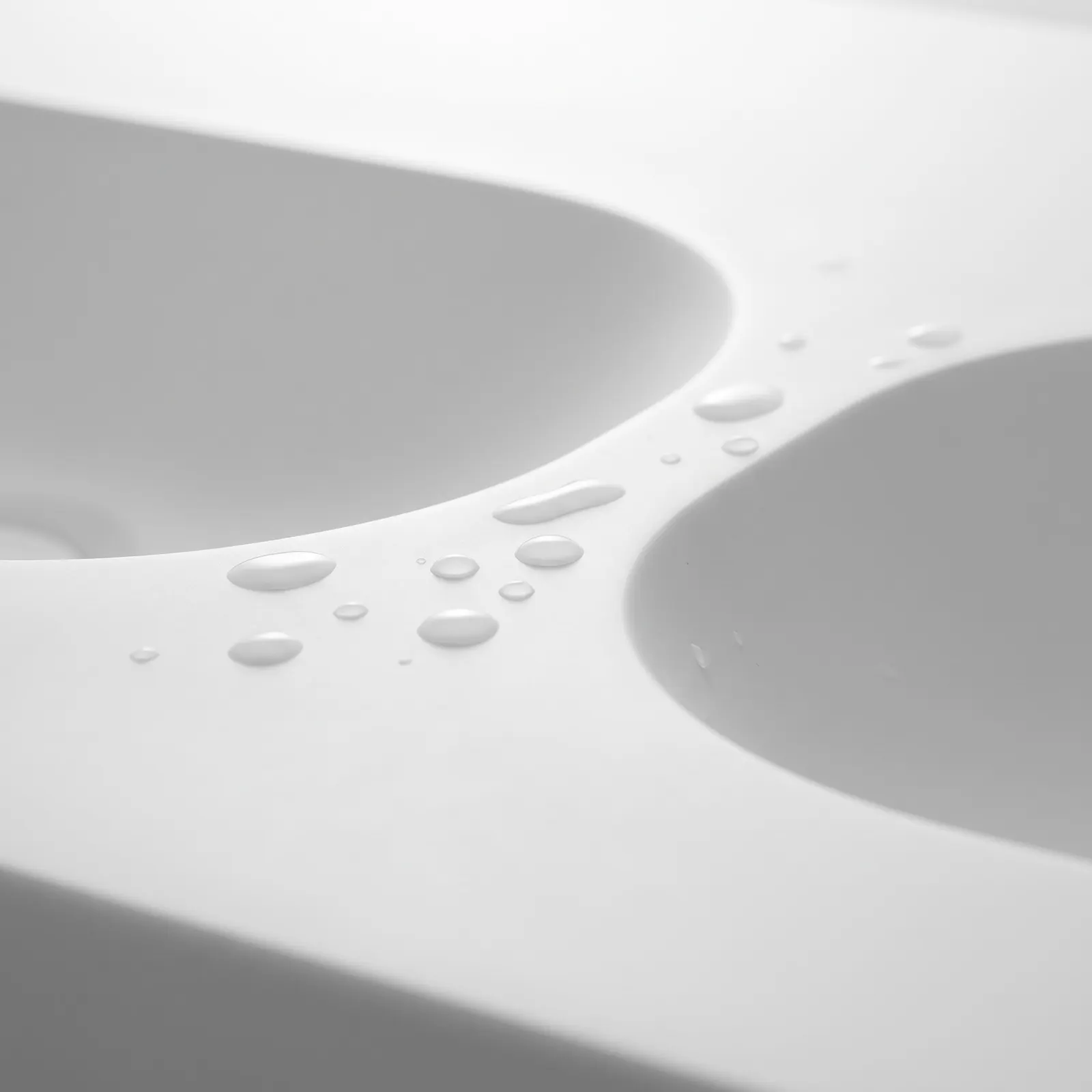 3D visualisation: close-up of a seamless joint between an integrated basin and worktop